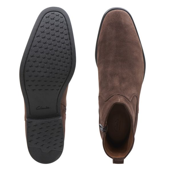 Clarks Mens Gilman Zip Wide Fit Boots Dark Brown | UK-9578362